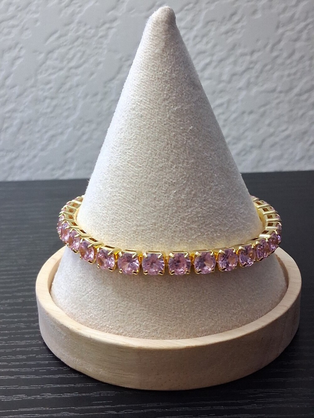 Gold-Tone & Pink Tennis Bracelet